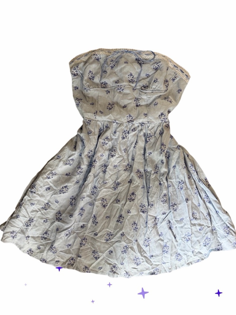 Aeropostale Light Blue Floral Strapless Dress